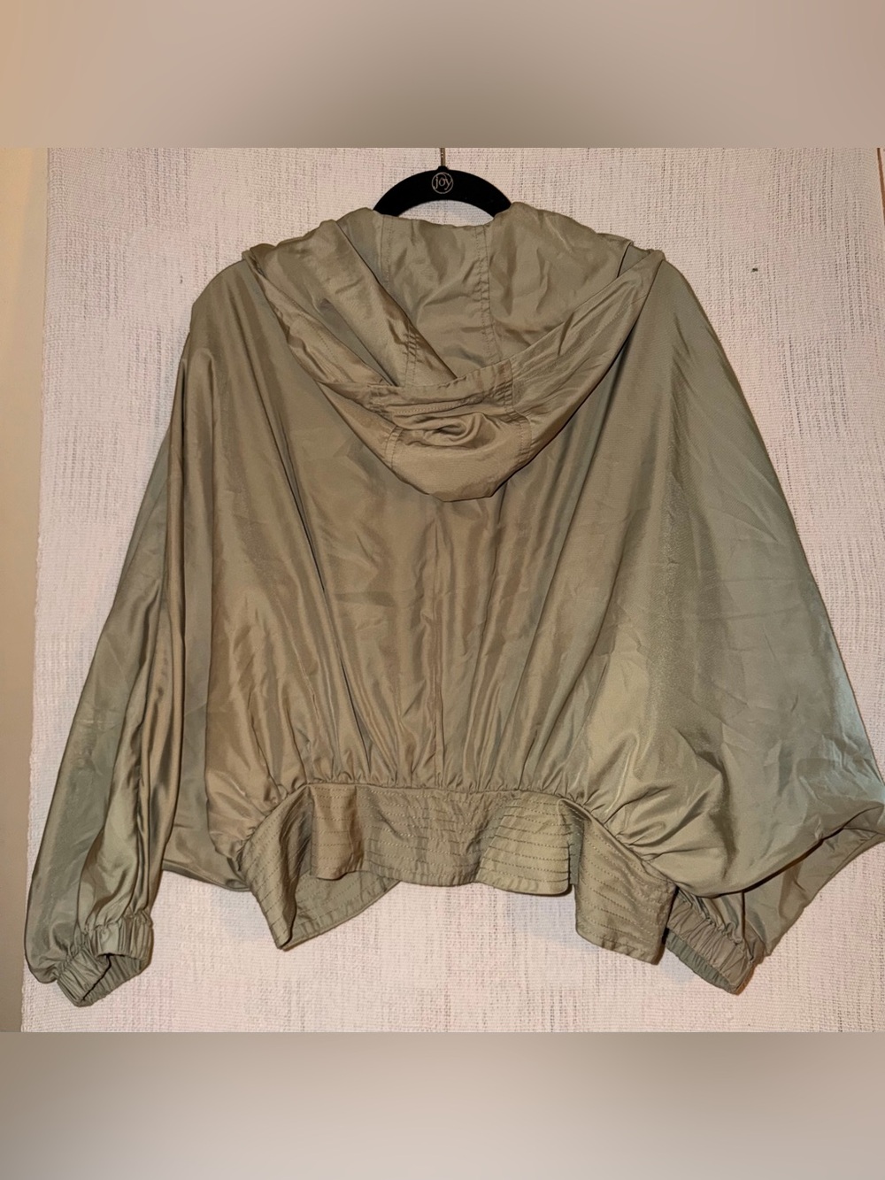 STUNNING Korean Style Sage Green Oversized Dolman Sleeve Hooded Windbreaker Jack - Picture 3 of 6